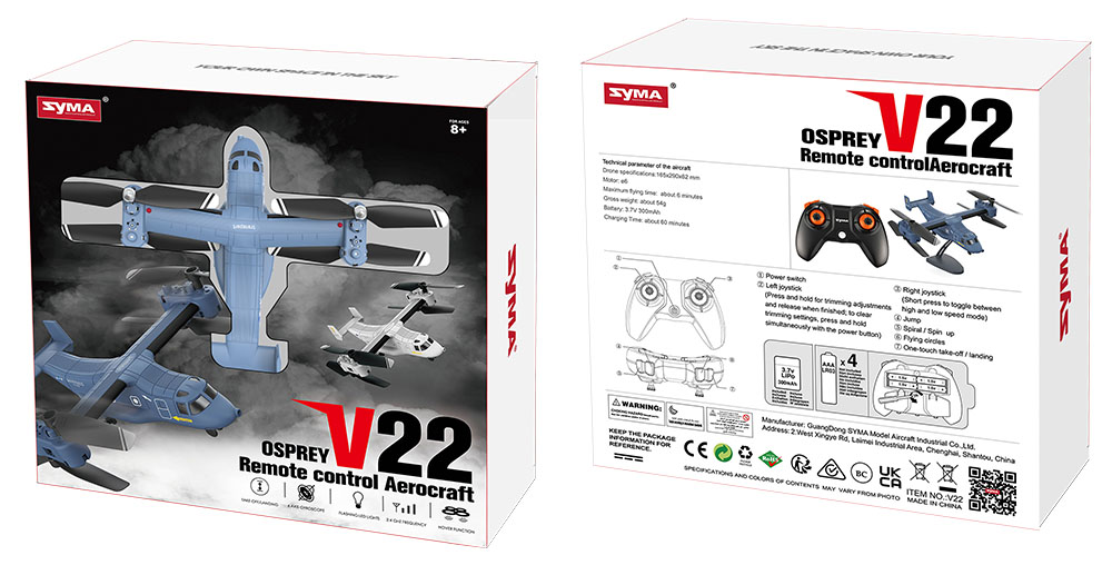 SYMA V22 One Key Takeoff Fixed Altitude Stunt Simulation Remote Control Helicopter Toys Gifts
