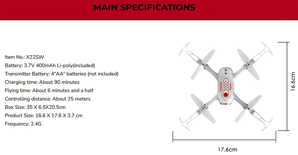 Syma X22SW Drone With Camera WiFi RC Drone RTF Remote Control Height Hold Headless Mode RC Toys Christmas Gift