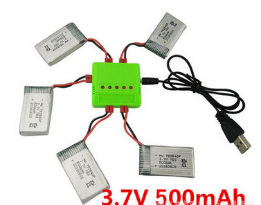 RCToy357.com - SYMA X5HC RC Quadcopter toy Parts 3.7V 500mah lithium battery 5pcs + charger package