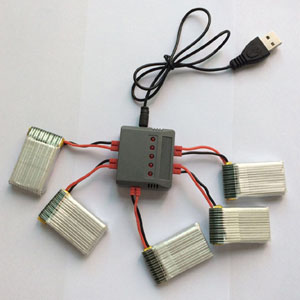 (image for) 1 charge 5 charger + 5pcs 3.7V 500mAh Battery 4pcs SYMA X9S RC QuadCopter spare parts