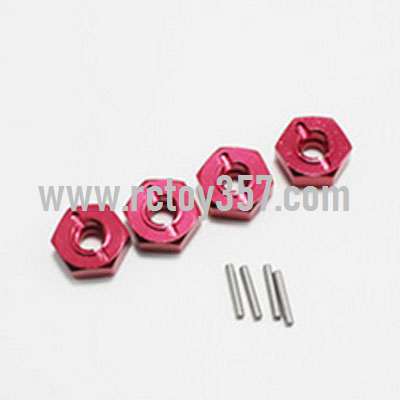 RCToy357.com - Upgrade metal Hexagon wheel seat assembly[wltoys-124019-1266]Red WLtoys 124019 RC Car spare parts