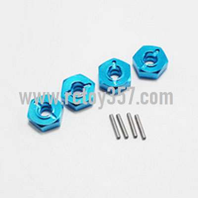 RCToy357.com - Upgrade metal Hexagon wheel seat assembly[wltoys-124019-1266]Blue WLtoys 124019 RC Car spare parts