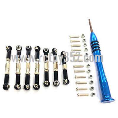 RCToy357.com - Metal PO accessories adjustable pull rod Full set of 6 rods Black WLtoys 124019 RC Car spare parts