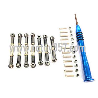 RCToy357.com - Metal PO accessories adjustable pull rod Full set of 6 rods Silver WLtoys 124019 RC Car spare parts