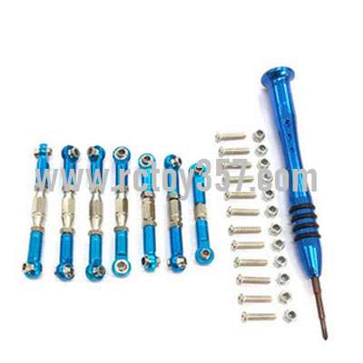 RCToy357.com - Metal PO accessories adjustable pull rod Full set of 6 rods Blue WLtoys 124019 RC Car spare parts - Click Image to Close