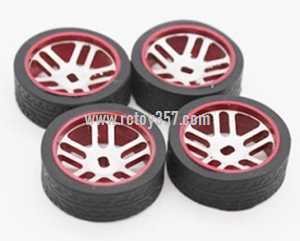 RCToy357.com - Wltoys K989 RC Car toy Parts Metal wheel + Pattern Tire racing tire[Red]