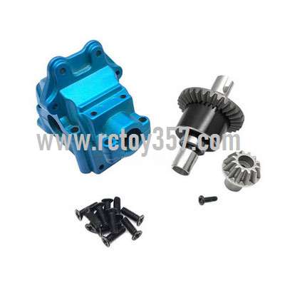 RCToy357.com - Metal gearbox upper and lower cover + differential + small umbrella teeth Blue WLtoys 144001 RC Car spare parts
