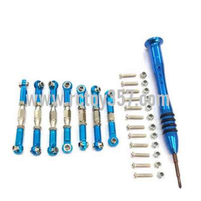 RCToy357.com - Steering gear adjustable pull rod Blue WLtoys 144001 RC Car spare parts - Click Image to Close
