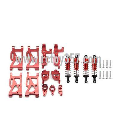 RCToy357.com - Front swing arm + rear swing arm + front steering cup + C-shaped seat + rear wheel cup + steering component + shock absorber (with screw)Red WLtoys 144001 RC Car spare parts - Click Image to Close