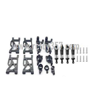 RCToy357.com - Front swing arm + rear swing arm + front steering cup + C-shaped seat + rear wheel cup + steering component + shock absorber (with screw)Black WLtoys 144001 RC Car spare parts