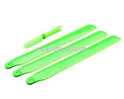 RCToy357.com - JJRC JJ350 RC Helicopter toy Parts main blades propellers + Tail blade (Green) - Click Image to Close