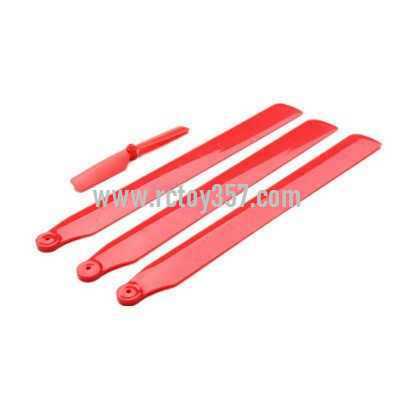 RCToy357.com - JJRC JJ350 RC Helicopter toy Parts main blades propellers + Tail blade (Red) - Click Image to Close