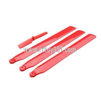 (image for) WLtoys V931 2.4G 6CH Brushless Scale Lama Flybarless RC Helicopter toy Parts main blades propellers + Tail blade (Red)