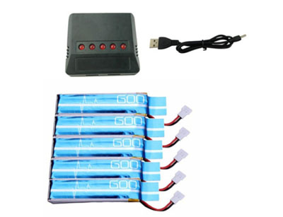 RCToy357.com - battery (3.7V 520mAh) 5pcs + 1 to 5 chargers XK K110S RC Helicopter spare parts