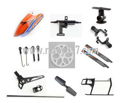 RCToy357.com - XK K127 RC Helicopter spare parts Main shaft head+Tail blade(black)+Main blade grip set+Connect buckle set+Main rotor blade+Undercarriage/Landing skid+Tail motor deck+Fixed set of head cover+Head cover/Canopy+Main gear+Tail big pipe