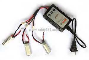 RCToy357.com - XK K130 RC Helicopter toy Parts Charger + 1 charge 3 charging line+3pcs Battery (7.4V 600mAh)